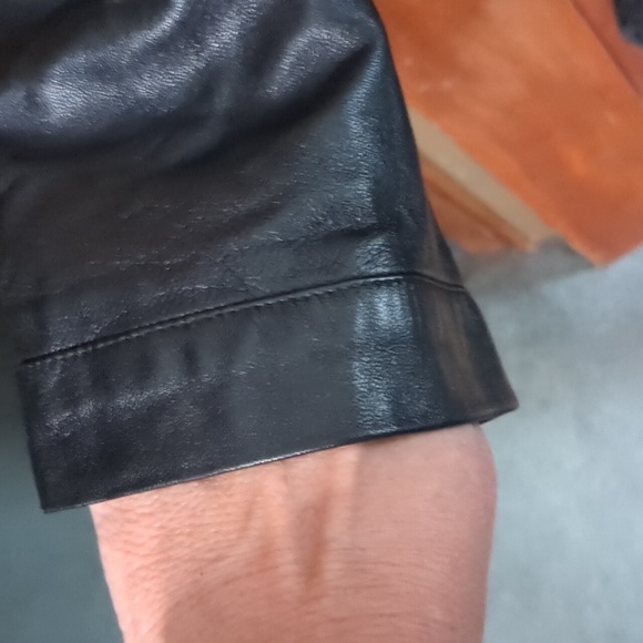 GRYPHON* size M genuine leather 3/4 sleeve round neck casual sweater sweatshirt - Picture 4 of 15